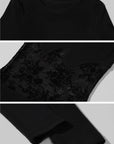 Low pixel Lace Panel Slim-Fit Knit Long Sleeve Top