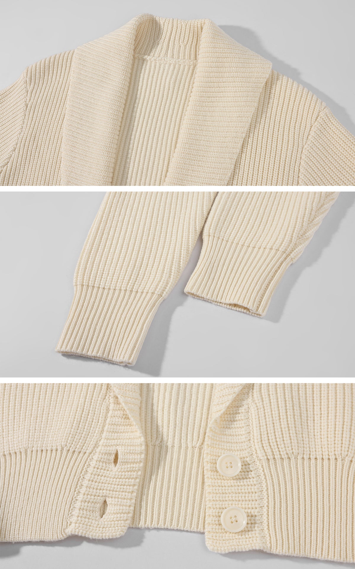 ROVENTE Shawl Collar Ribbed Knit Cardigan