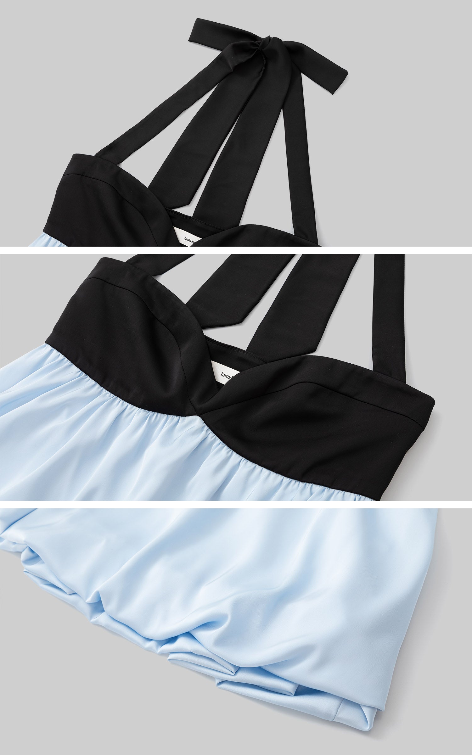 IAMXIAA Contrast Sweetheart Halter Bubble Babydoll Cami Top