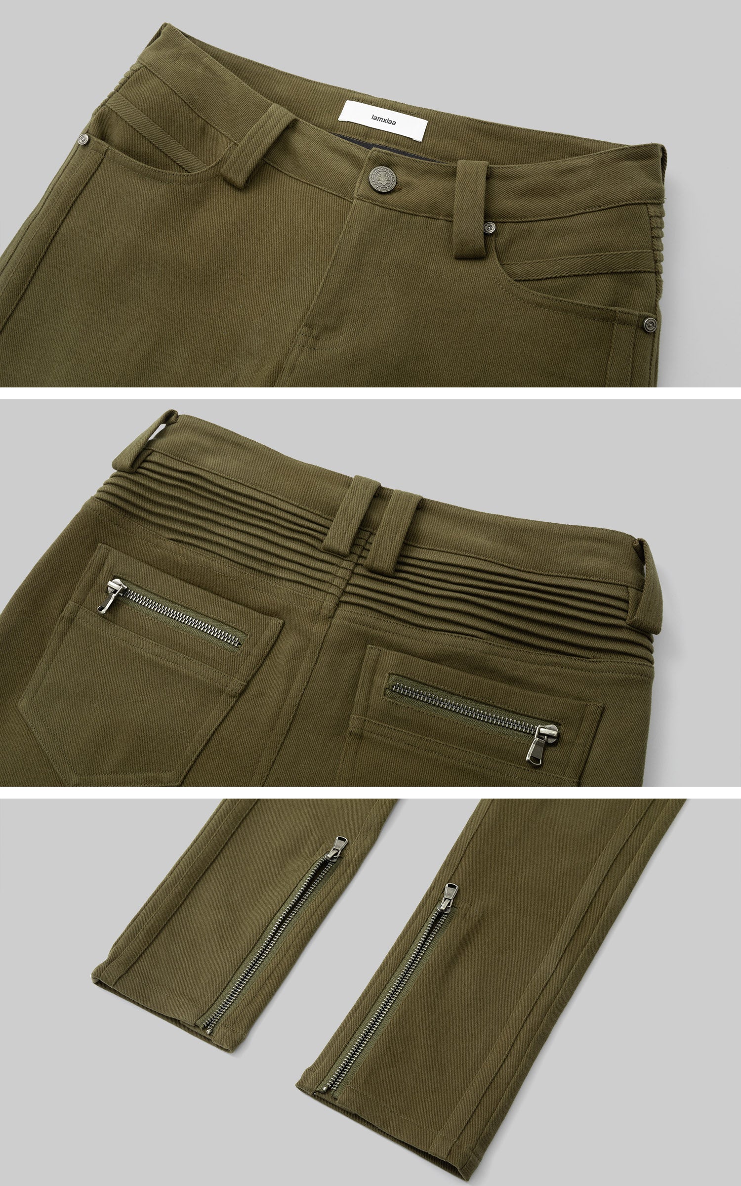 IAMXIAA Low Rise Slim Fit Zip Hem Pants