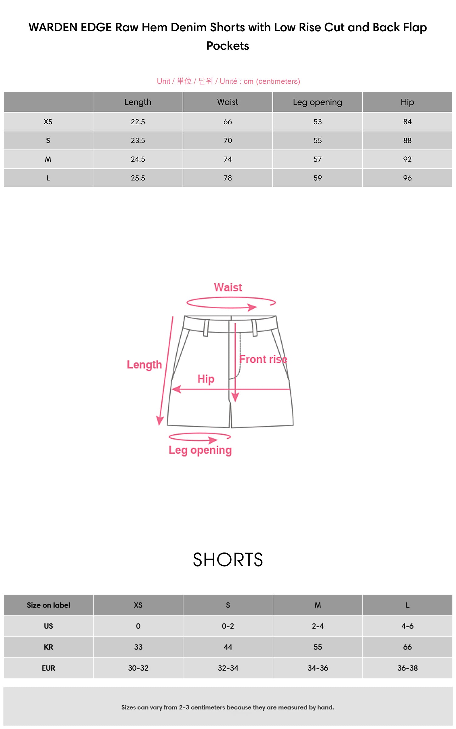 WARDEN EDGE Raw Hem Denim Shorts with Low Rise Cut and Back Flap Pockets