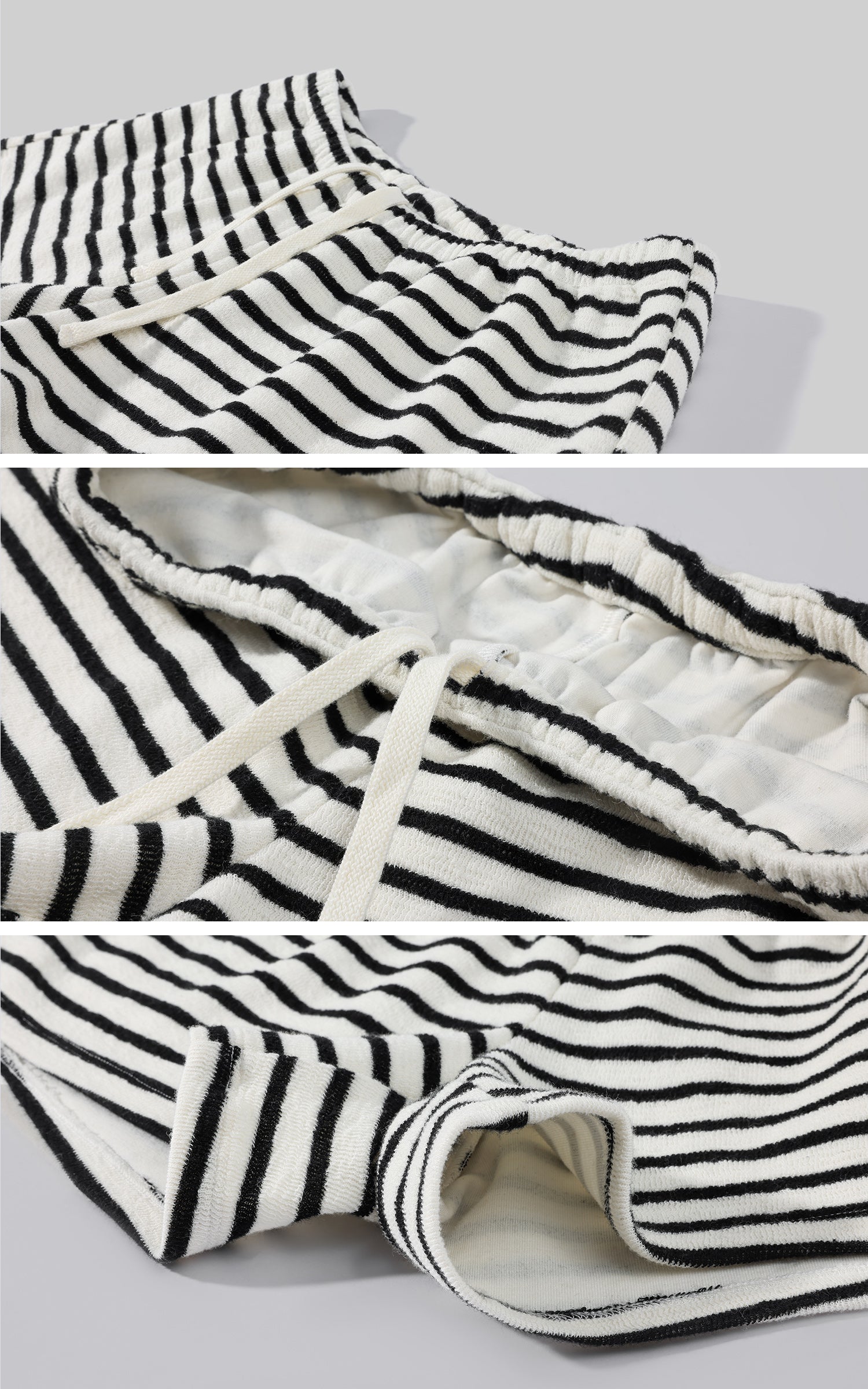 ROVENTE Striped Terry Zip Hoodie &amp; Shorts Set