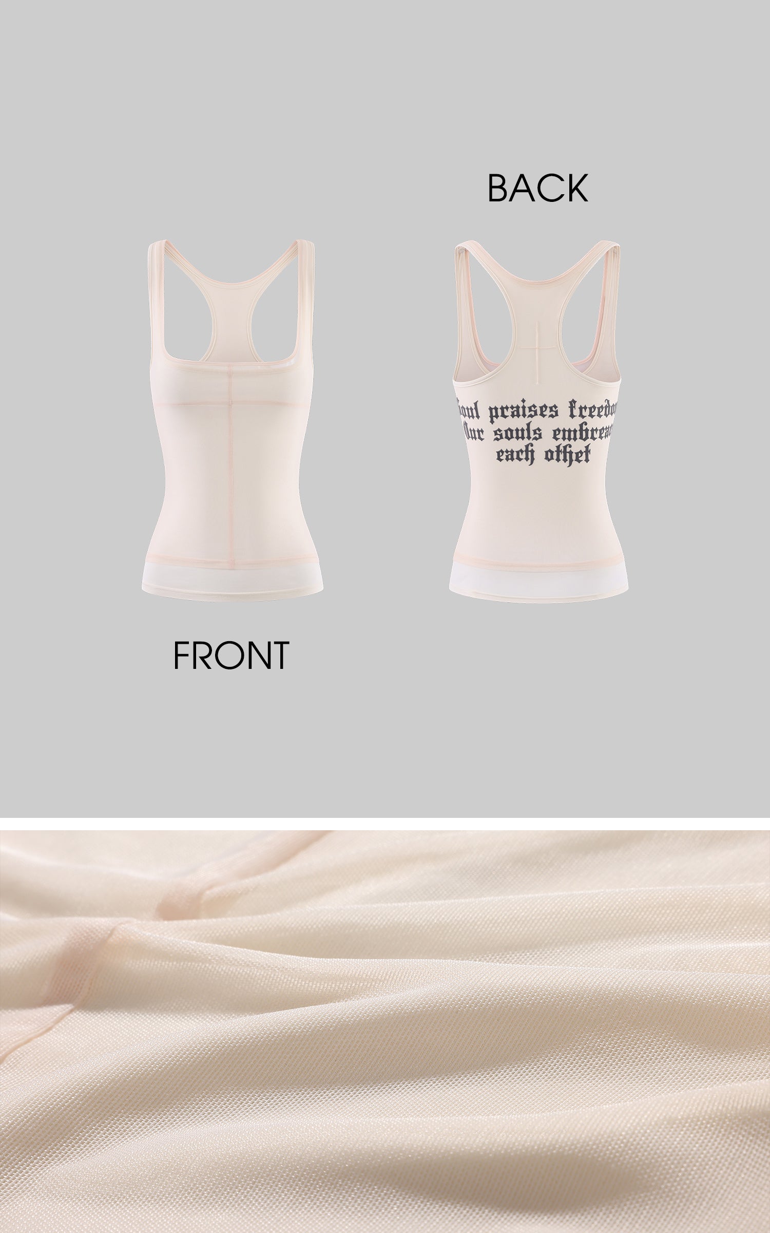 Rase le sol Gothic Letter Mesh Fitted Tank Top