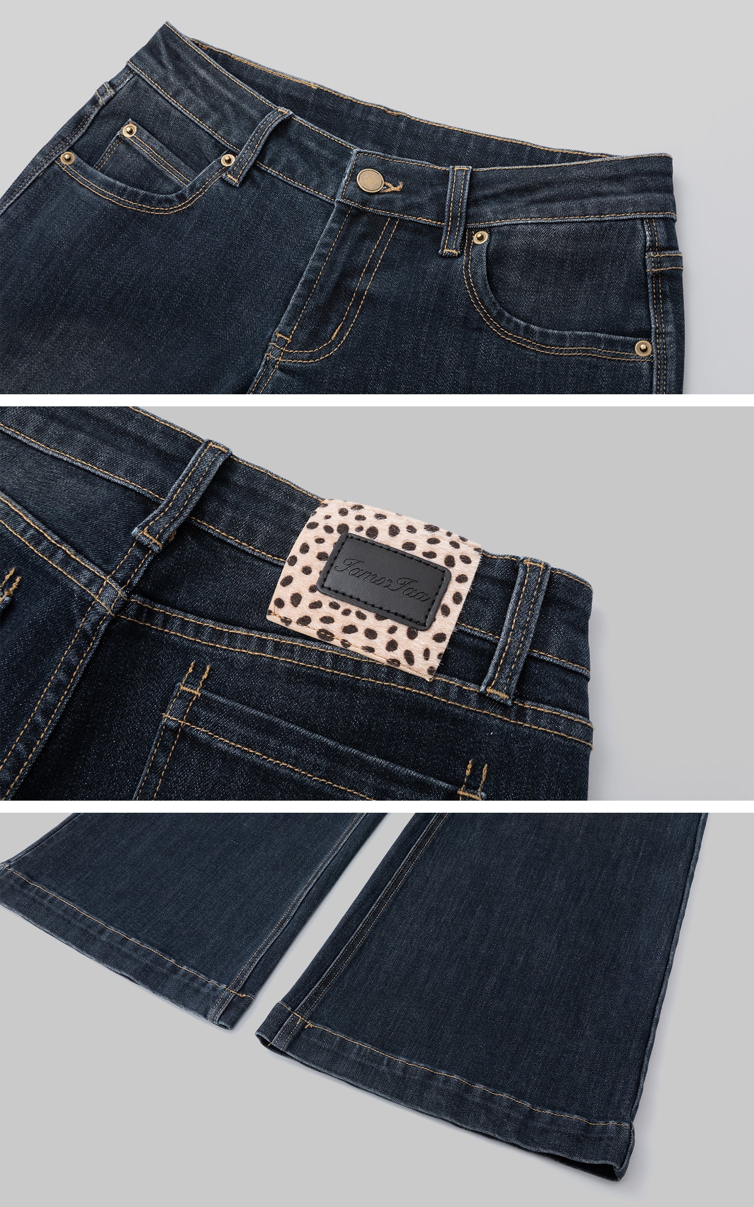 IAMXIAA 로우라이즈 슬림 부츠컷 진