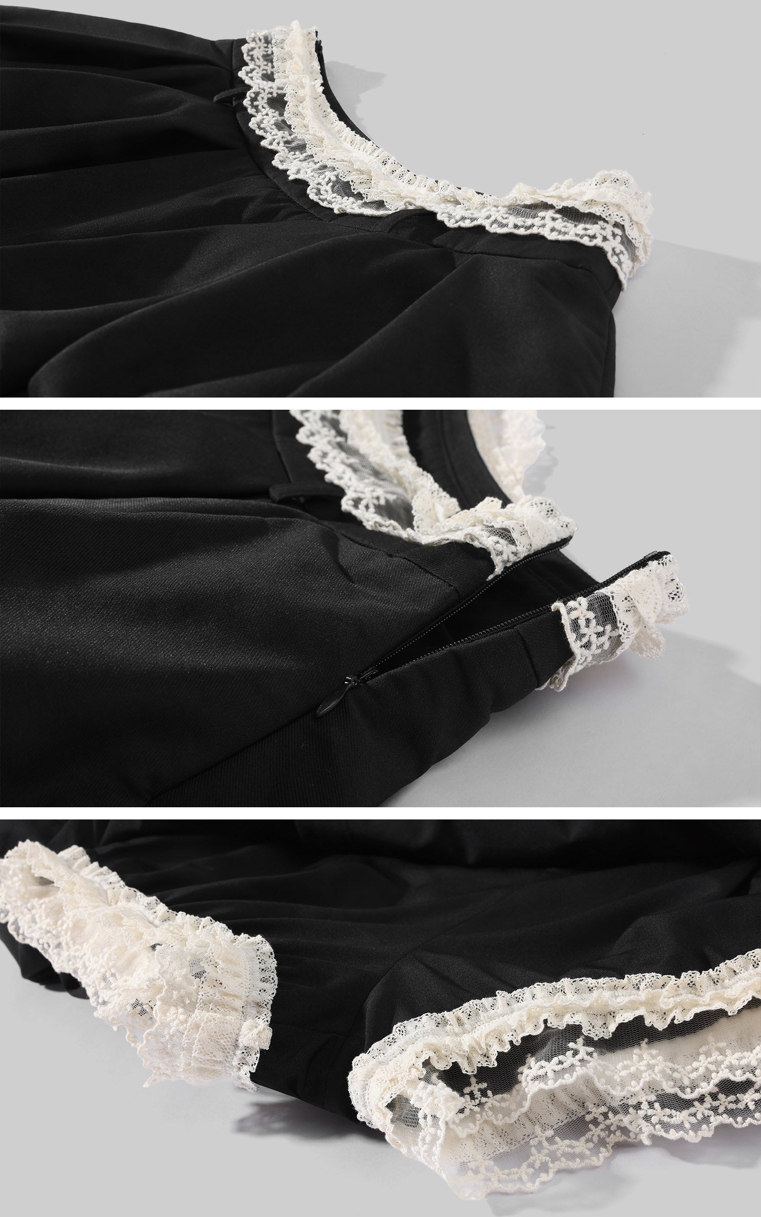 WARDEN EDGE Lace Trim Bubble Mini Skirt With Layered Ruffle Hem