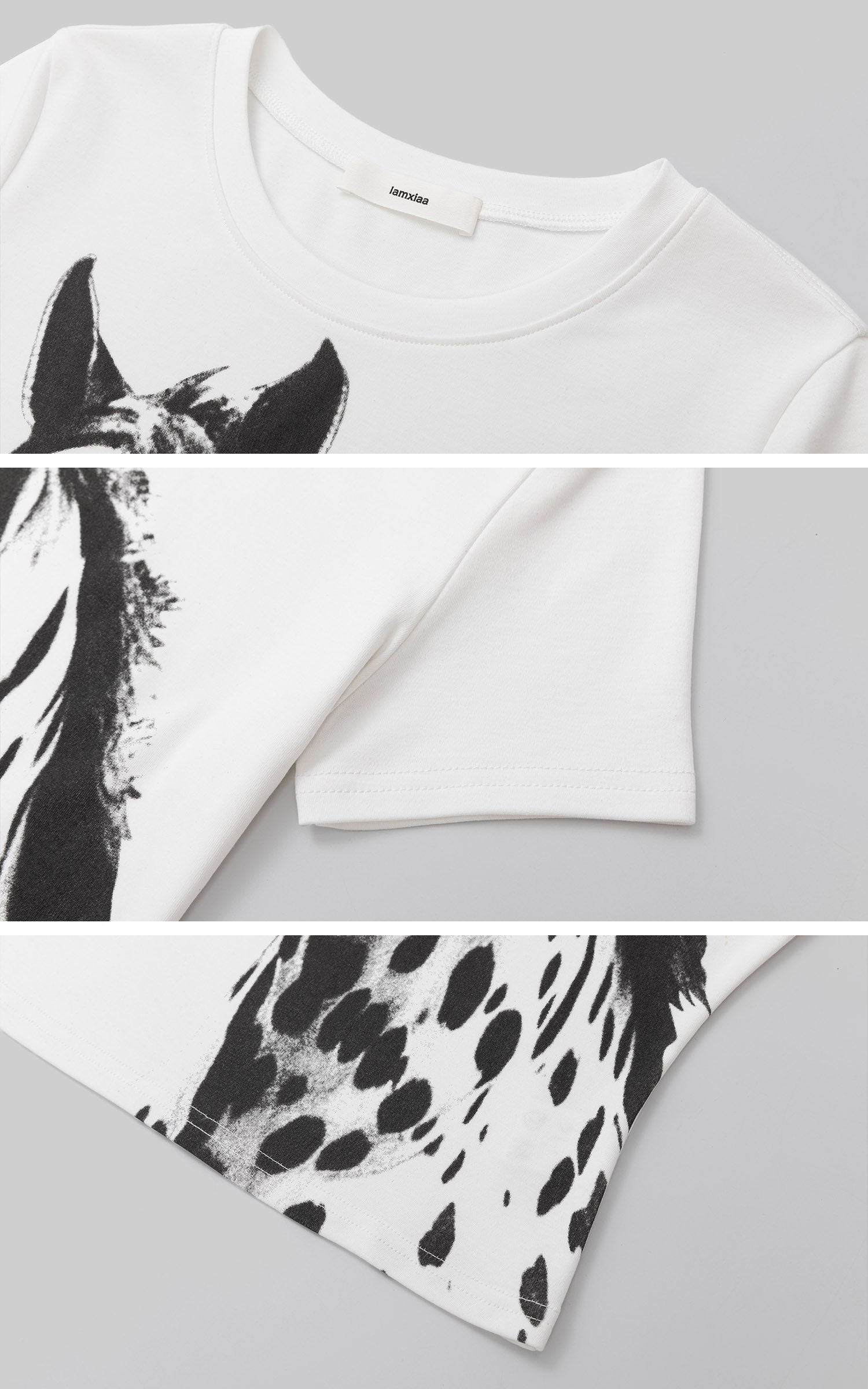 IAMXIAA Vintage Horse Graphic Fitted Baby Tee