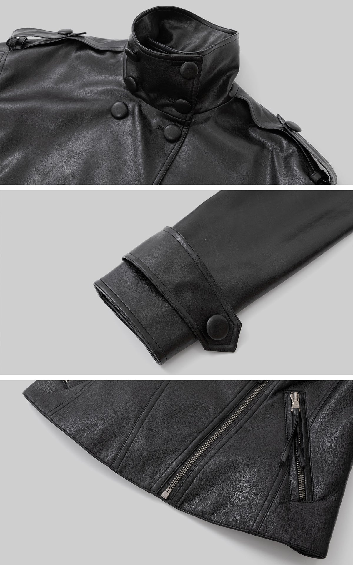 IAMXIAA Belted High-Neck Leather Jacket