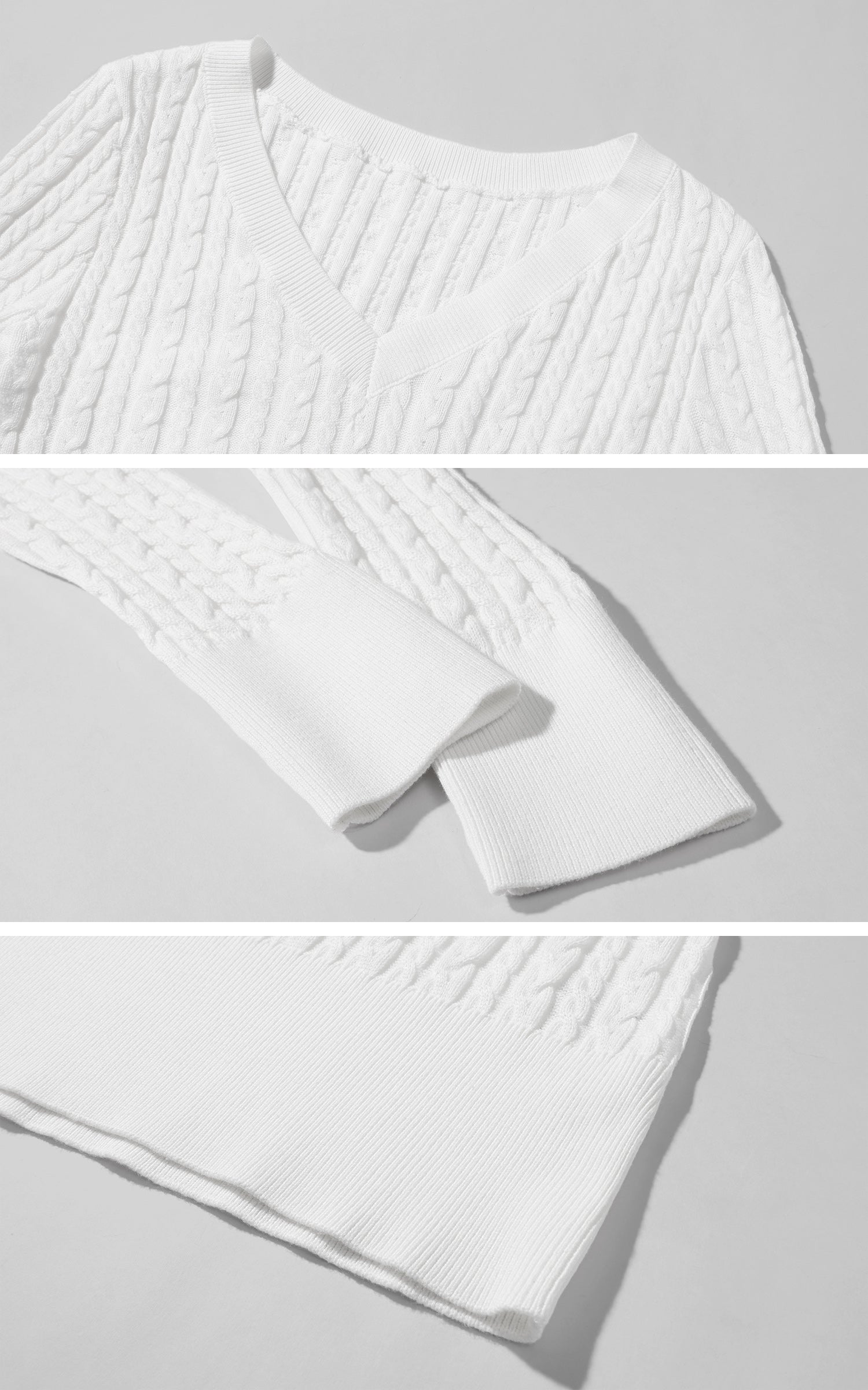 WARDEN EDGE 비대칭 스카프 디테일 케이블 니트 스웨터