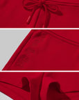 Rase le sol Red Embroidered Zip Hoodie & Shorts Set
