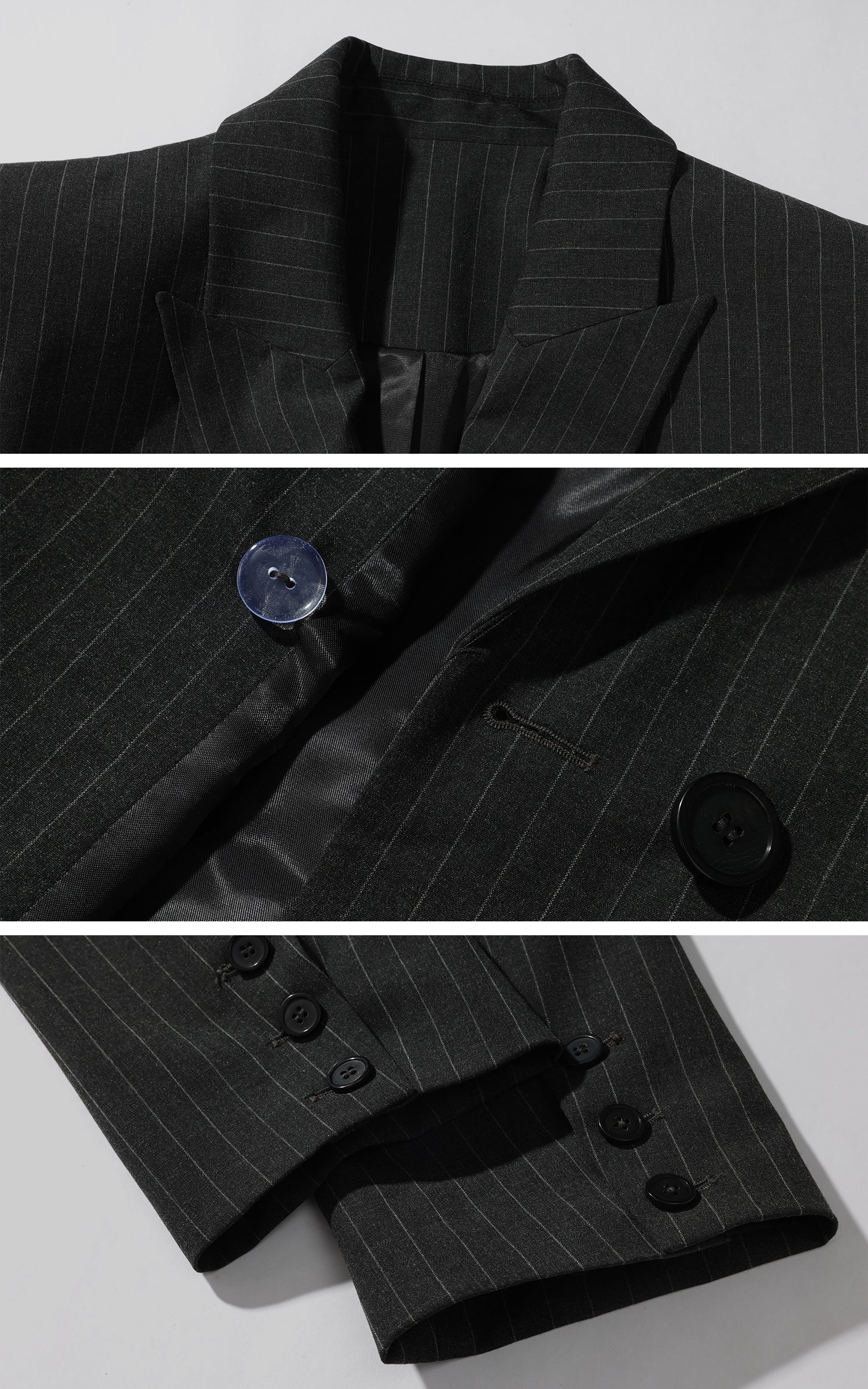 WARDEN EDGE Pinstripe Suit Set with Blazer Shirt and Wide Trousers