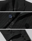 WARDEN EDGE Pinstripe Suit Set with Blazer Shirt and Wide Trousers