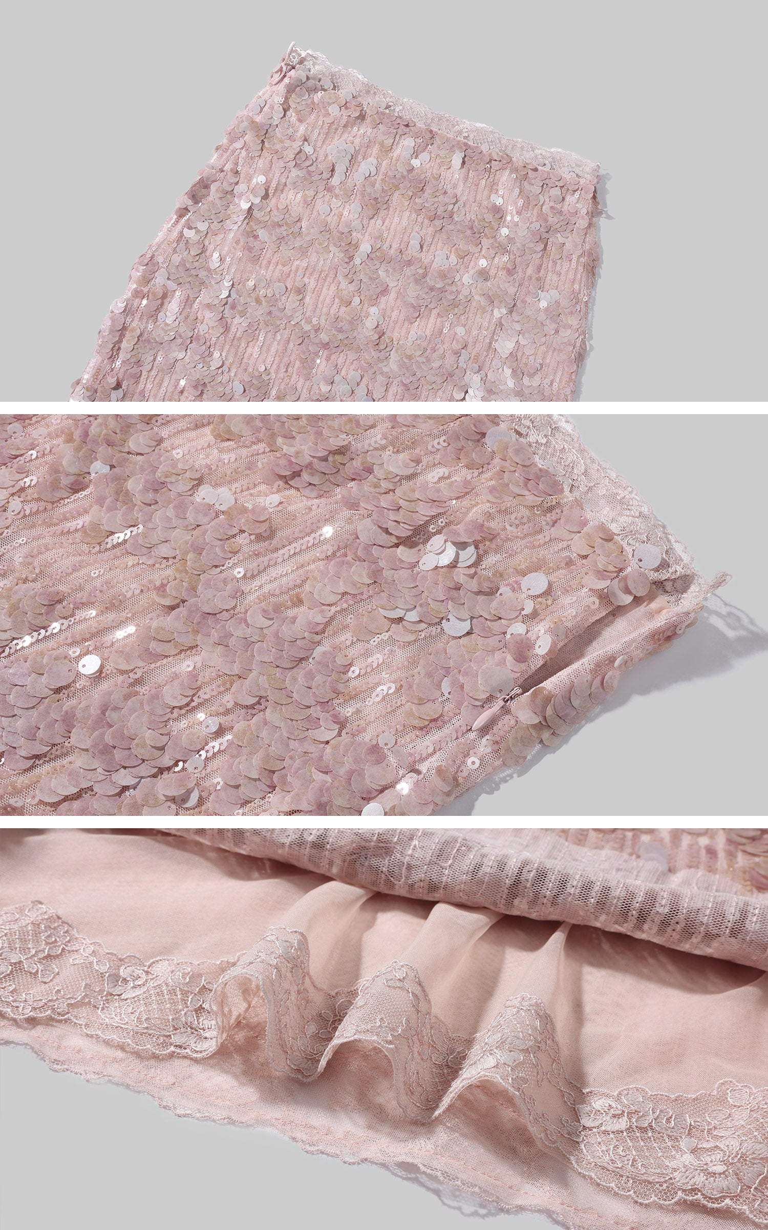 Hydrae スパンコール装飾のミディスカート