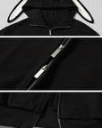 Rase le sol Bunny Ear Hoodie and Wide-Leg Sweatpants Set
