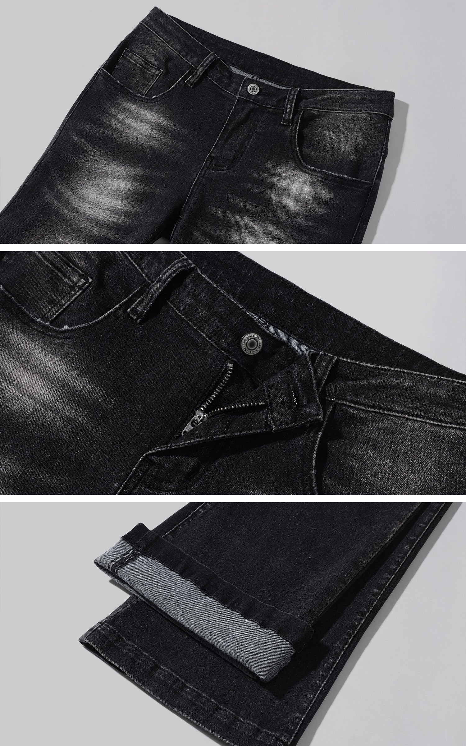 0122stepll Washed Black Flare Denim Pants