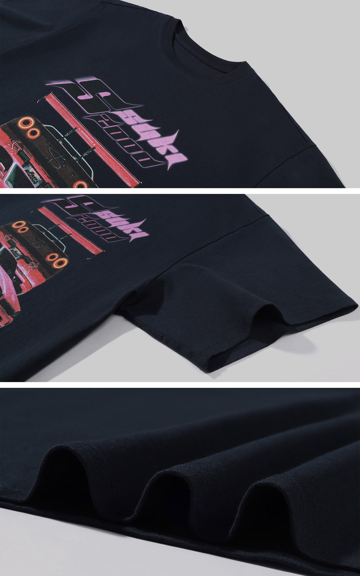 0122stepll スキ2000オーバーサイズグラフィックTシャツ