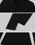 ROVENTE Ribbed Long-Sleeve Polo Top with Extended Button Placket