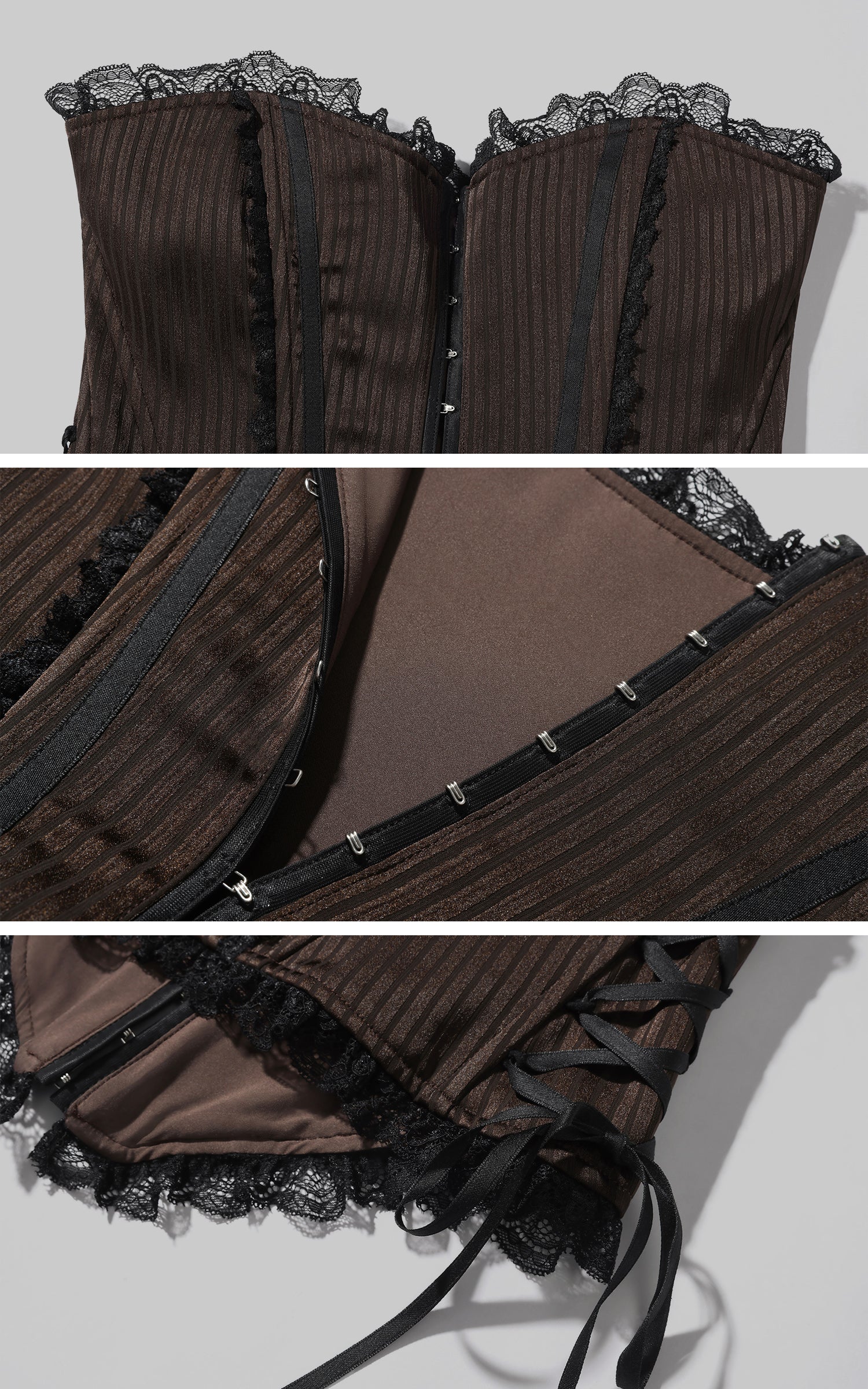 Rase le sol 스트럭처드 레이스 트림 코르셋 탑, 후크 클로저