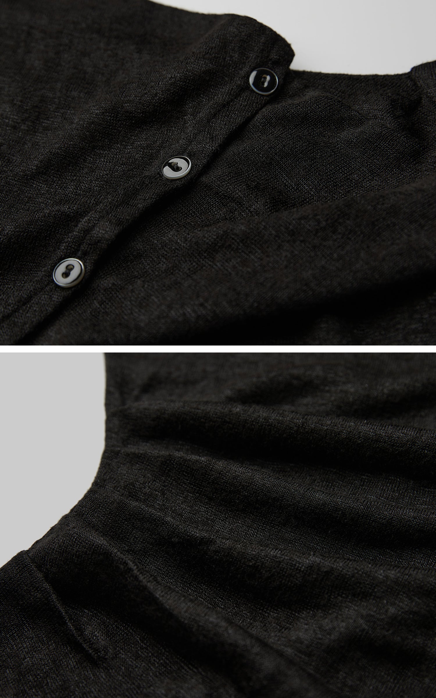 DOINDULGE Asymmetric Drape Long Sleeve Top with Deconstructed Button Design