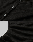 DOINDULGE Asymmetric Drape Long Sleeve Top with Deconstructed Button Design