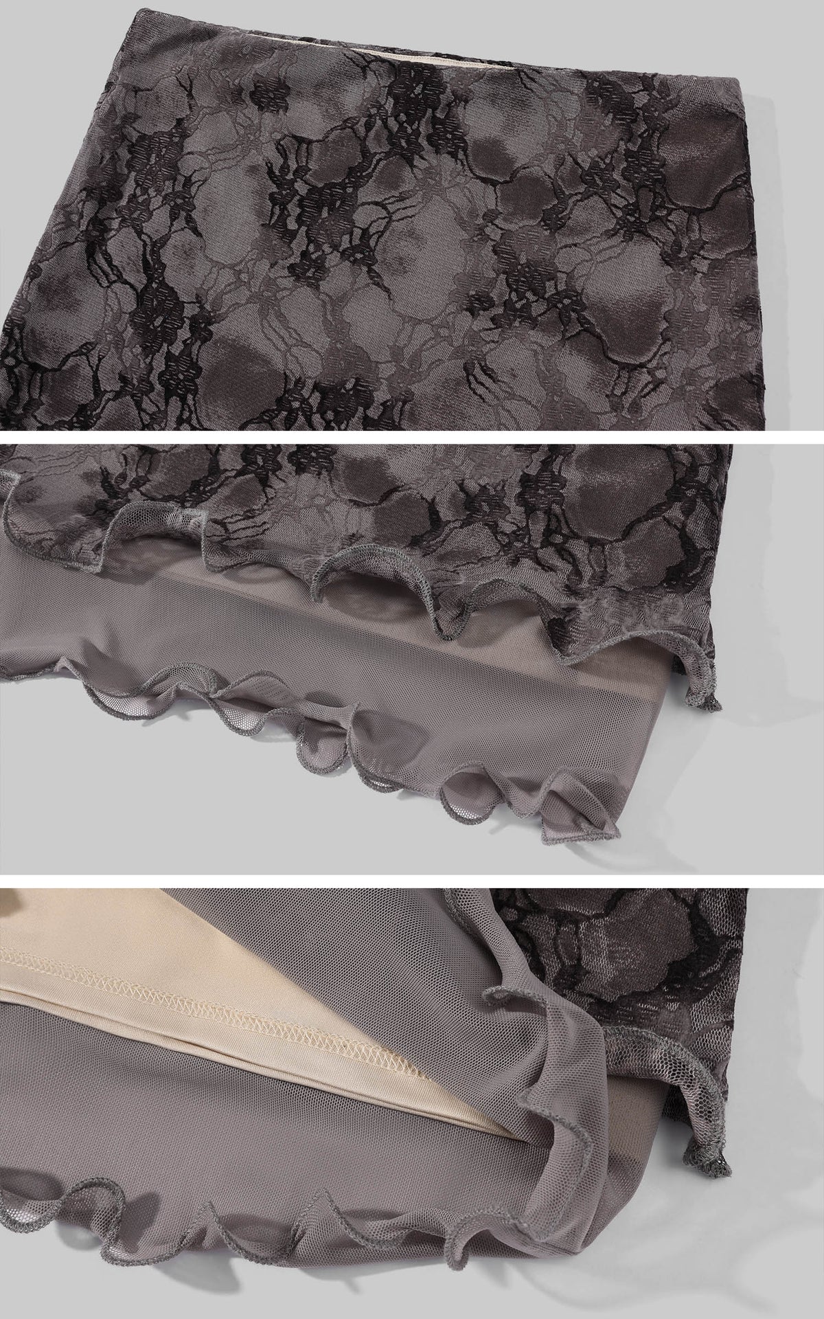 Hydrae Buckle Collar Moto Jacket &amp; Layered Lace Skirt Set