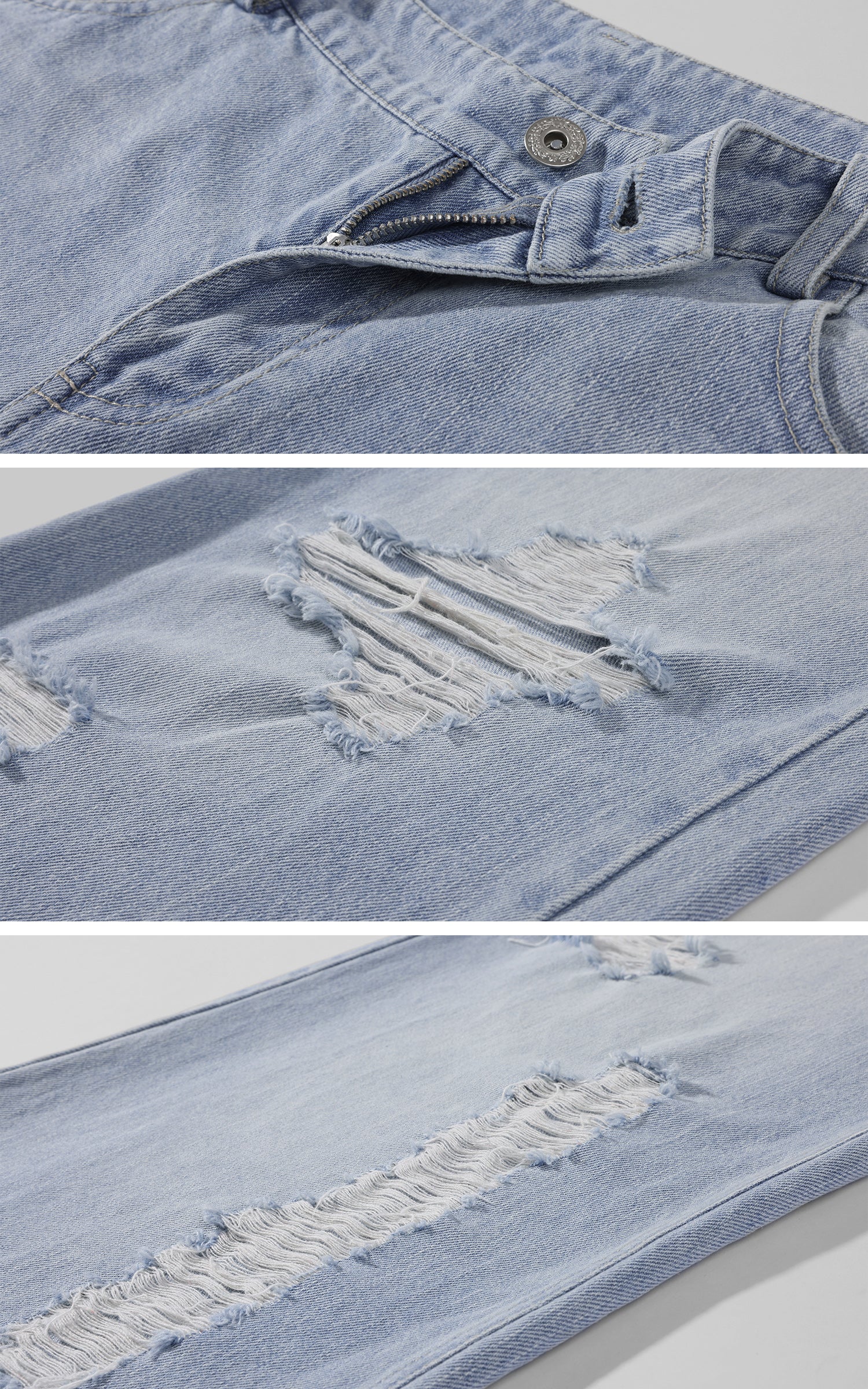 Rase le sol Pantalon en denim à jambes larges déstructuré
