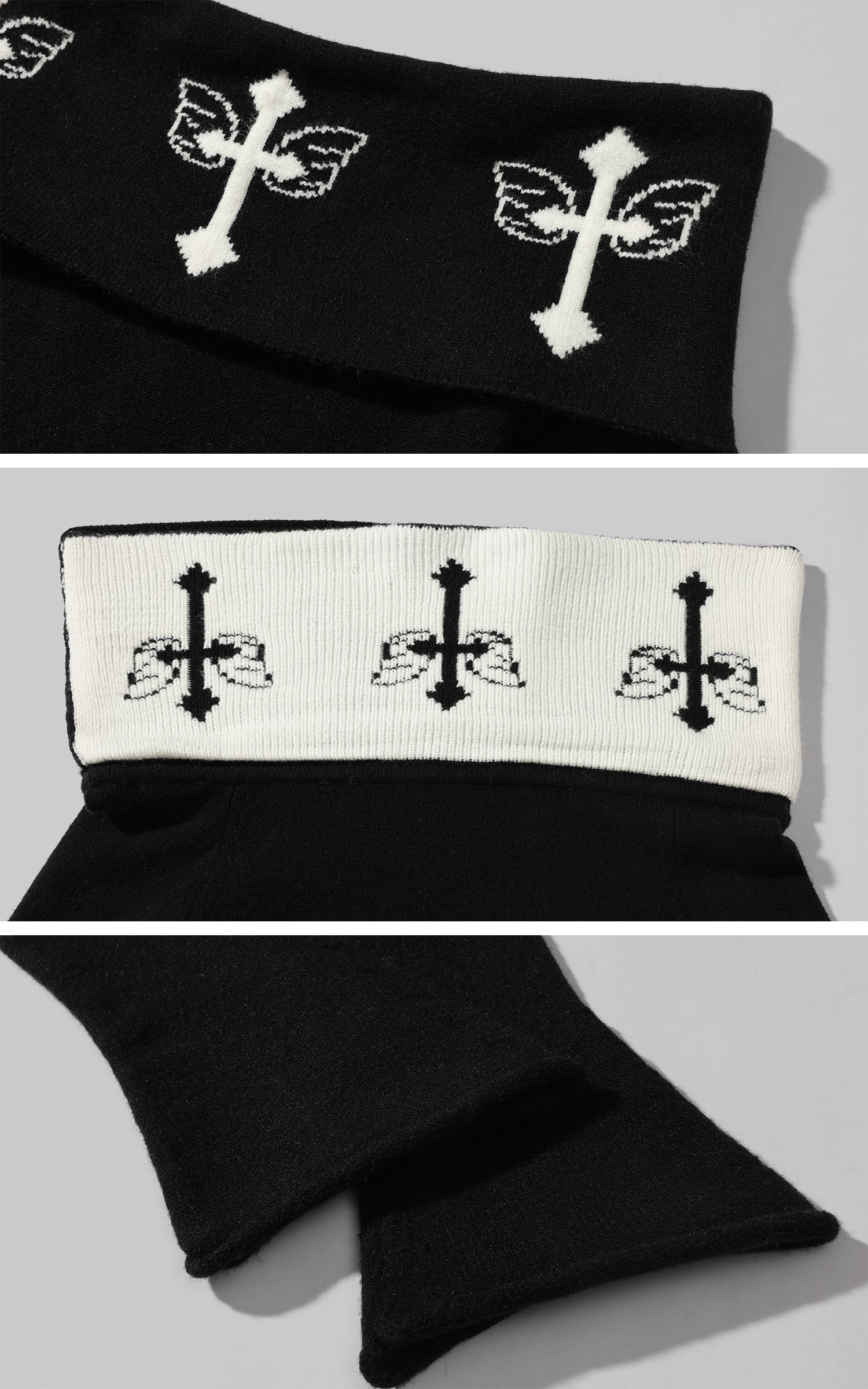 Rase le sol Black Knit Set with Cross Butterfly Motif