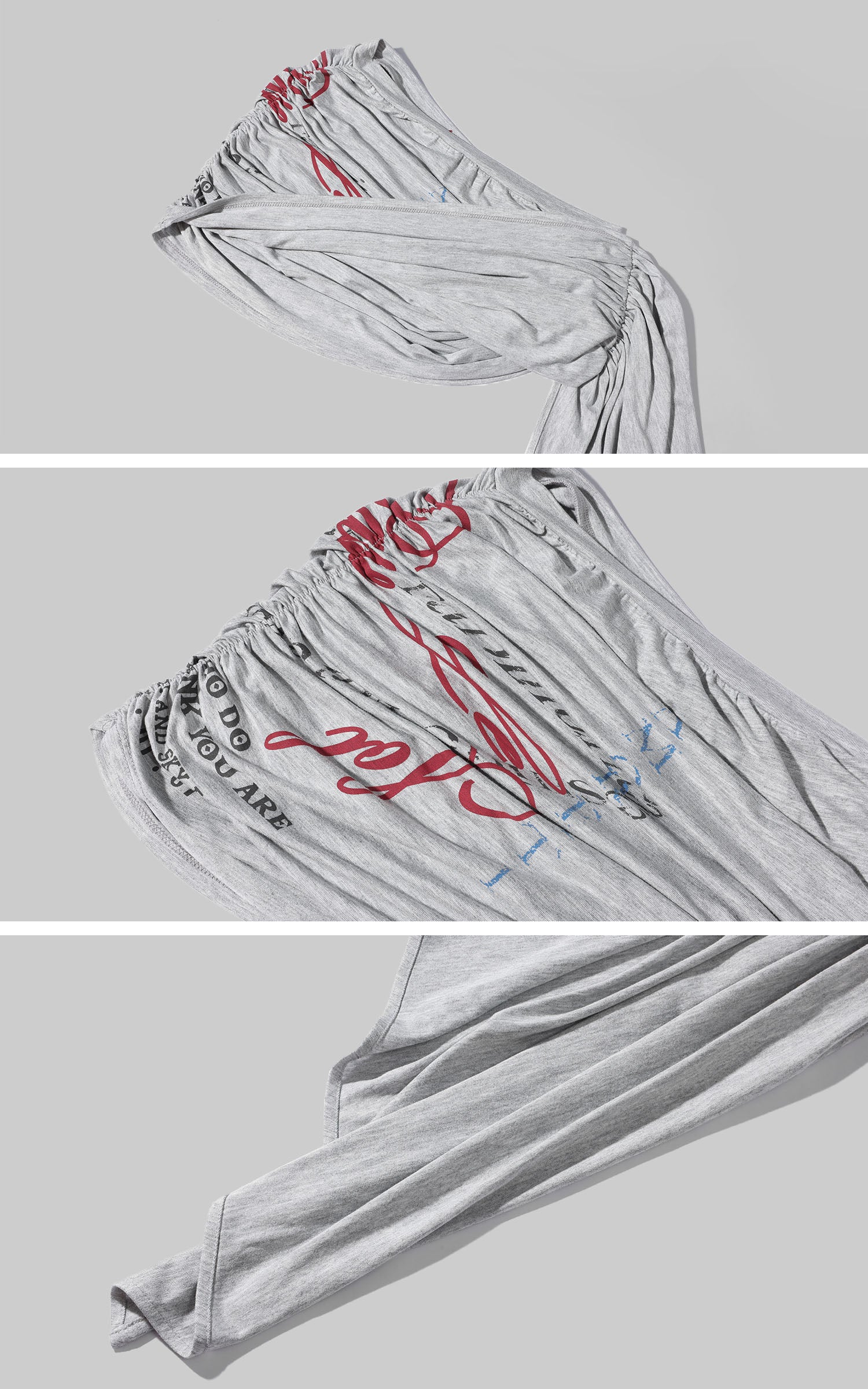 Rase le sol Denim Shorts with Draped Graphic Hem Extender