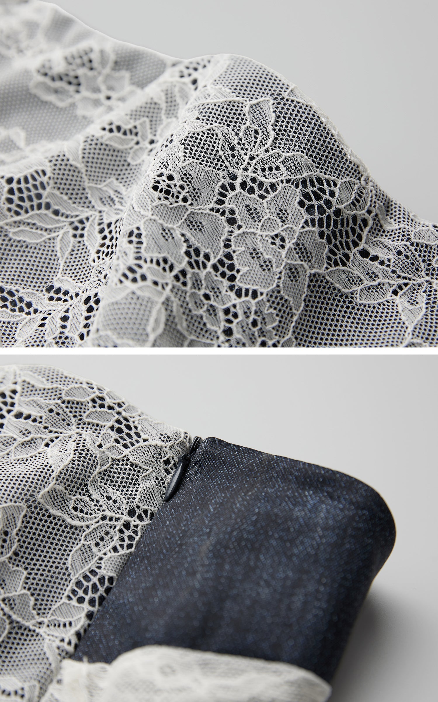 DOINDULGE Lace Overlay Denim Pants