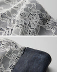 DOINDULGE Lace Overlay Denim Pants