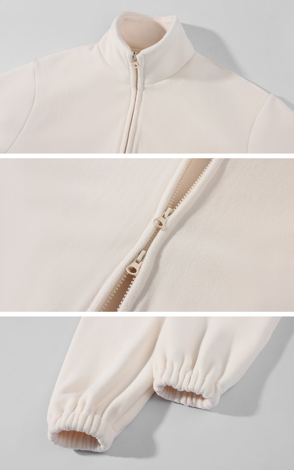 0122stepll Ensemble trois pièces : veste zippée en polaire, t-shirt ajusté et pantalon large