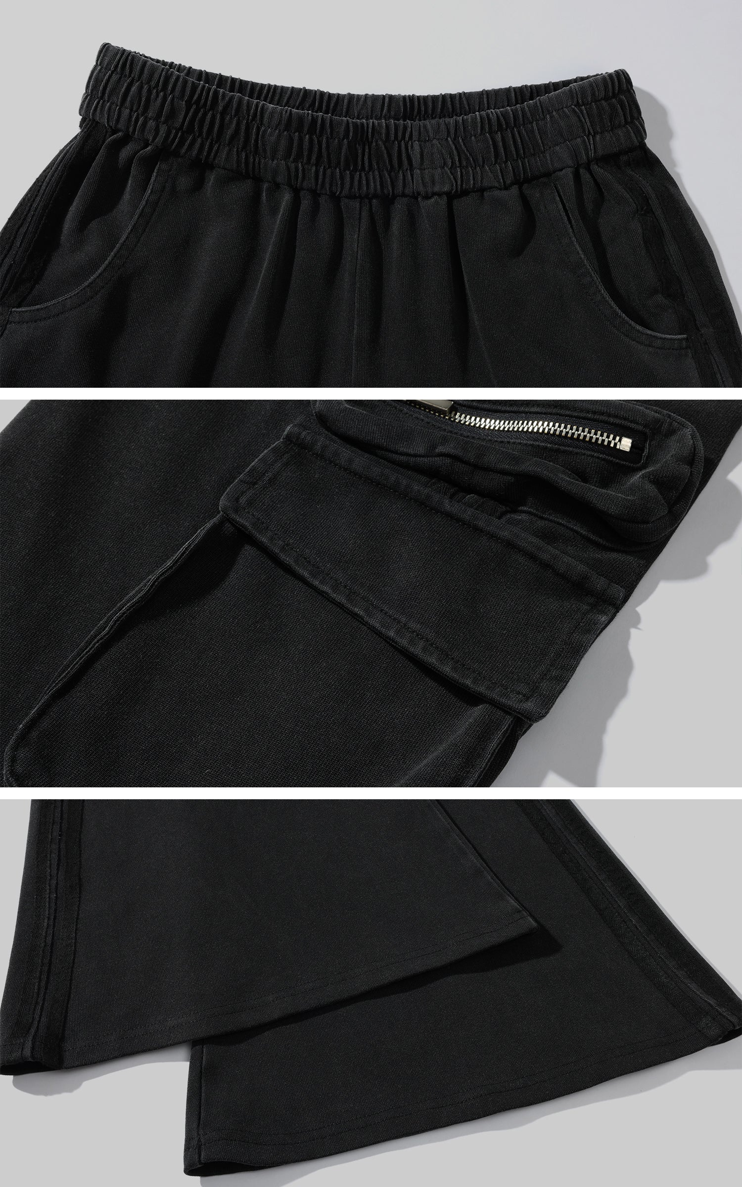 Rase le sol Washed Flare Cargo Pants with Multi Pockets - PINKPARKS