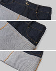 IAMXIAA Inside-Out Contrast Denim Micro Skirt