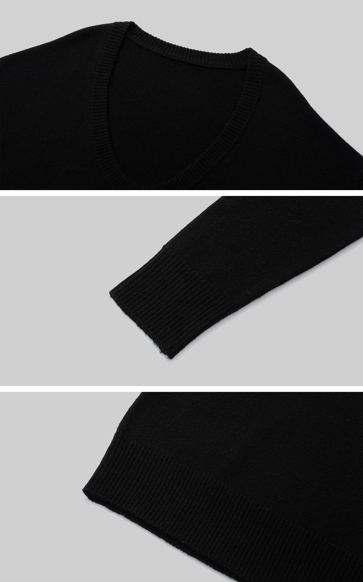 IAMXIAA 브이넥 니트 스웨터 &amp; 하이넥 베스트 레이어드 세트