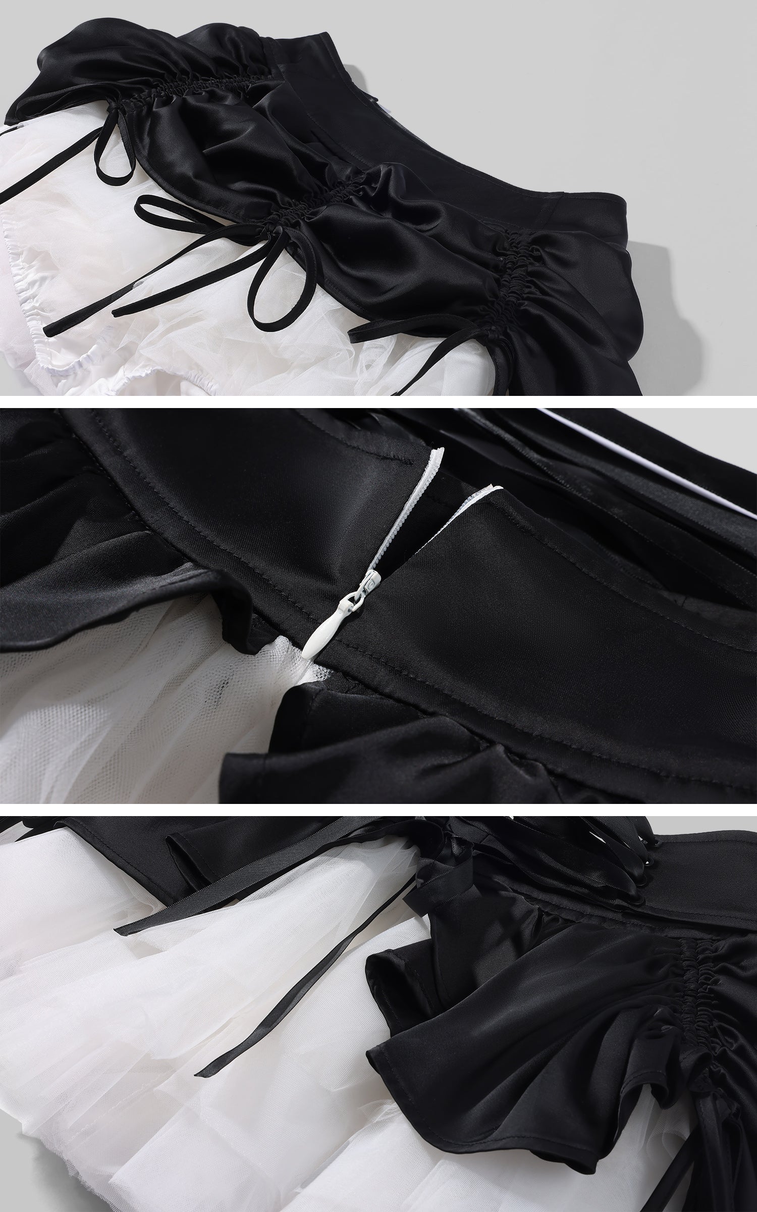 Rase le sol Jupe mini taille basse en satin froncé &amp; et tulle