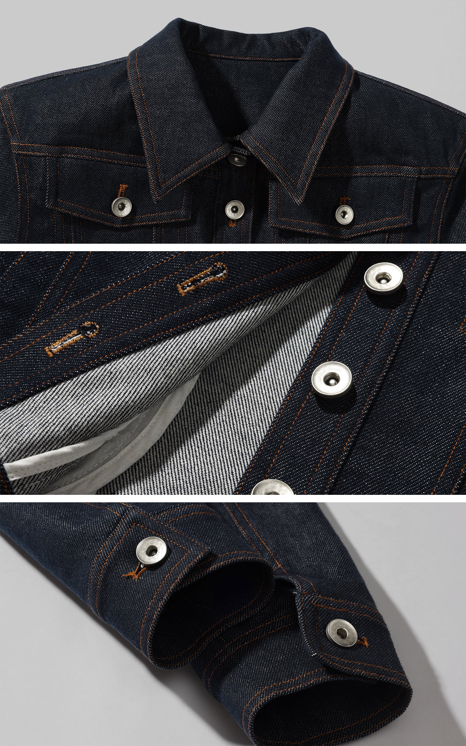 ROVENTE Cropped Denim Jacket with Structured Fit and Contrast Stitching