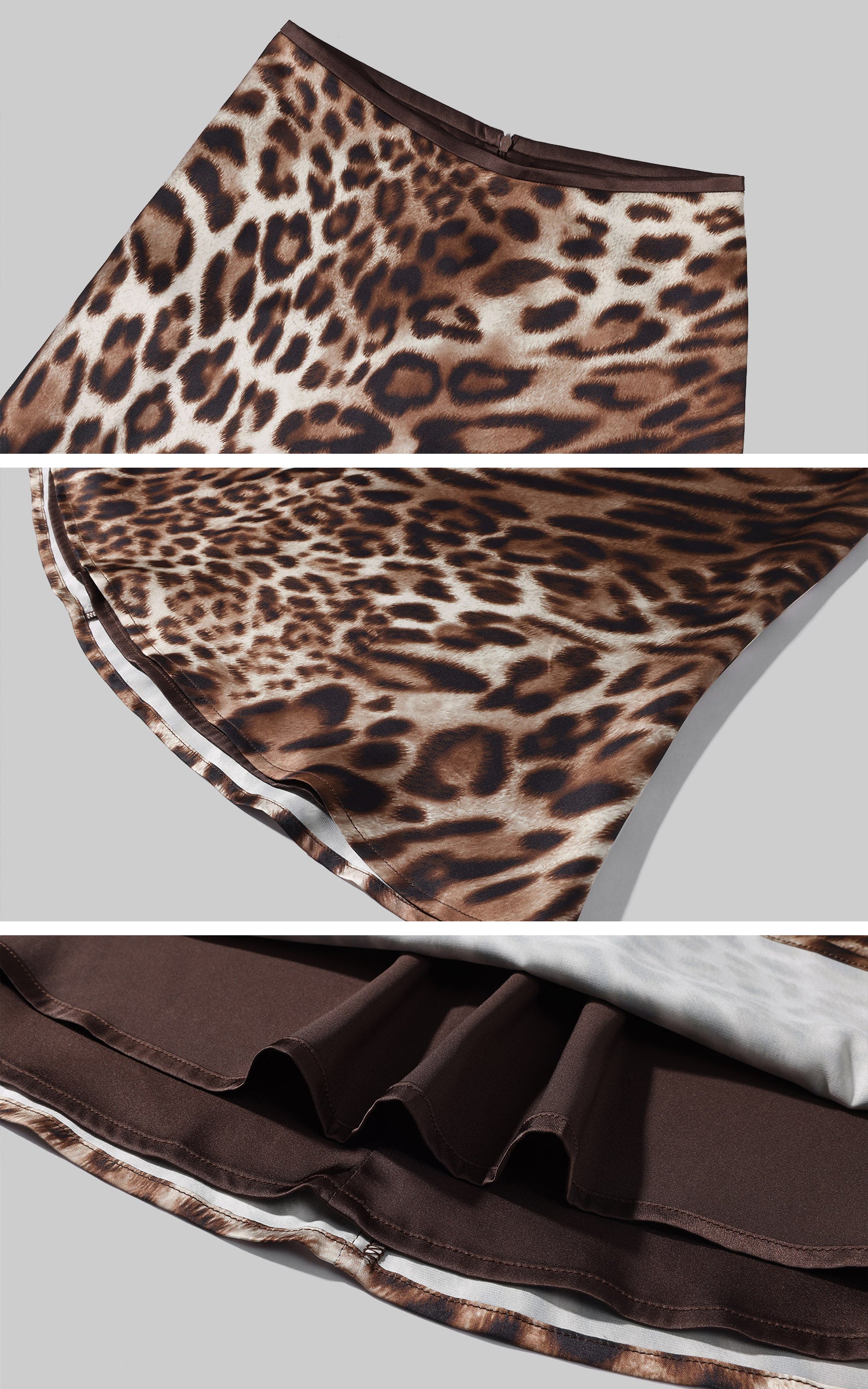 ROVENTE Leopard Print Satin Bias-Cut Midi Skirt