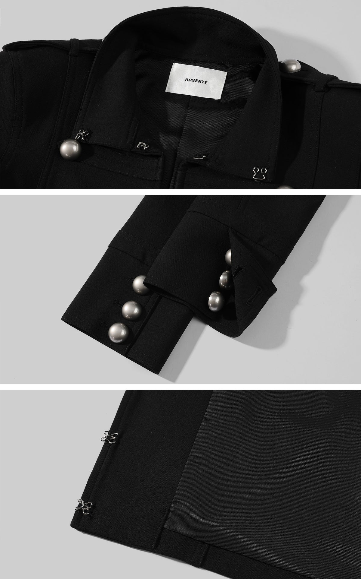 ROVENTE Silver Button Military Jacket &amp; Tailored Micro Shorts Set