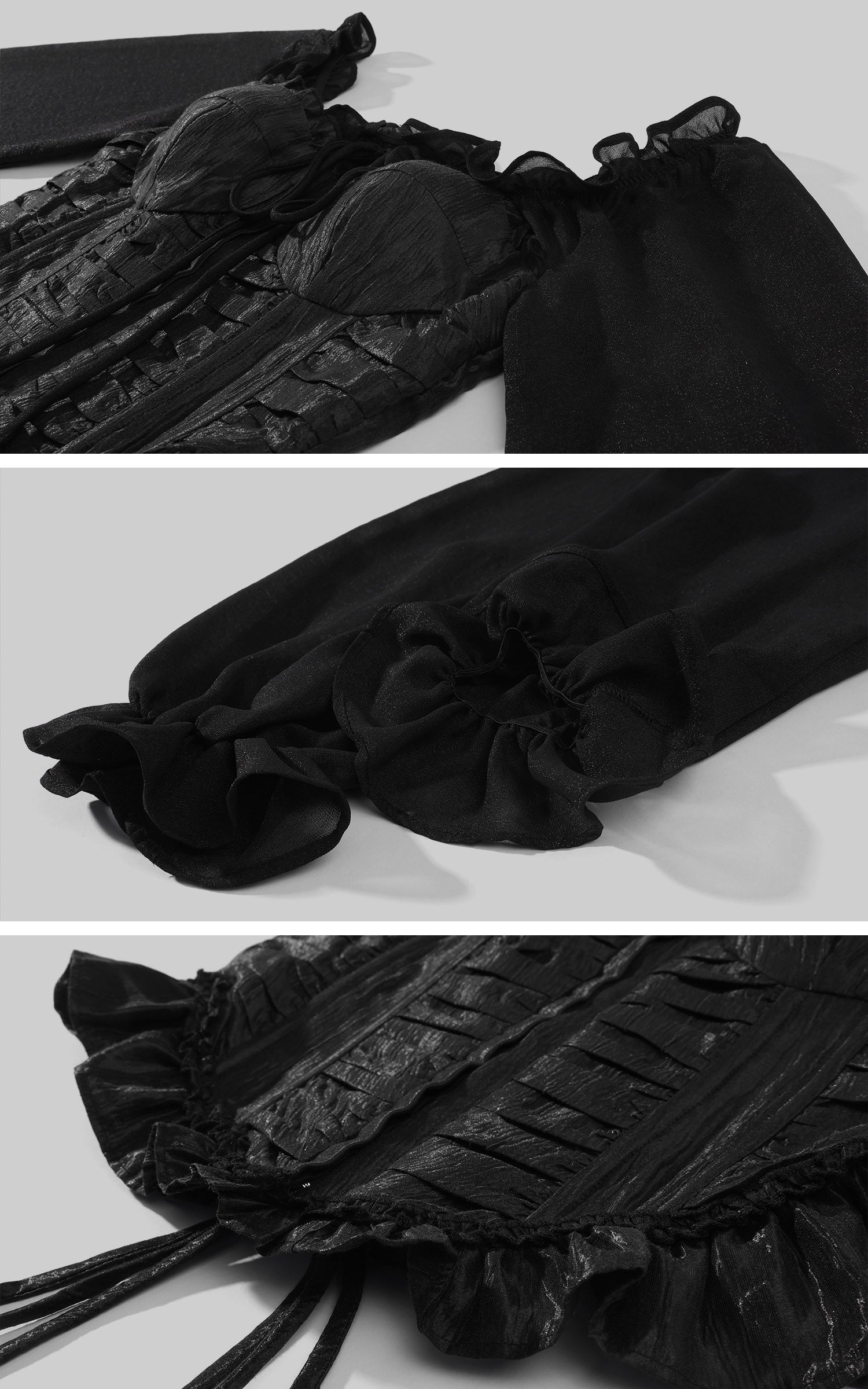 Hydrae Off-Shoulder Ruched Corset Long Sleeve Top