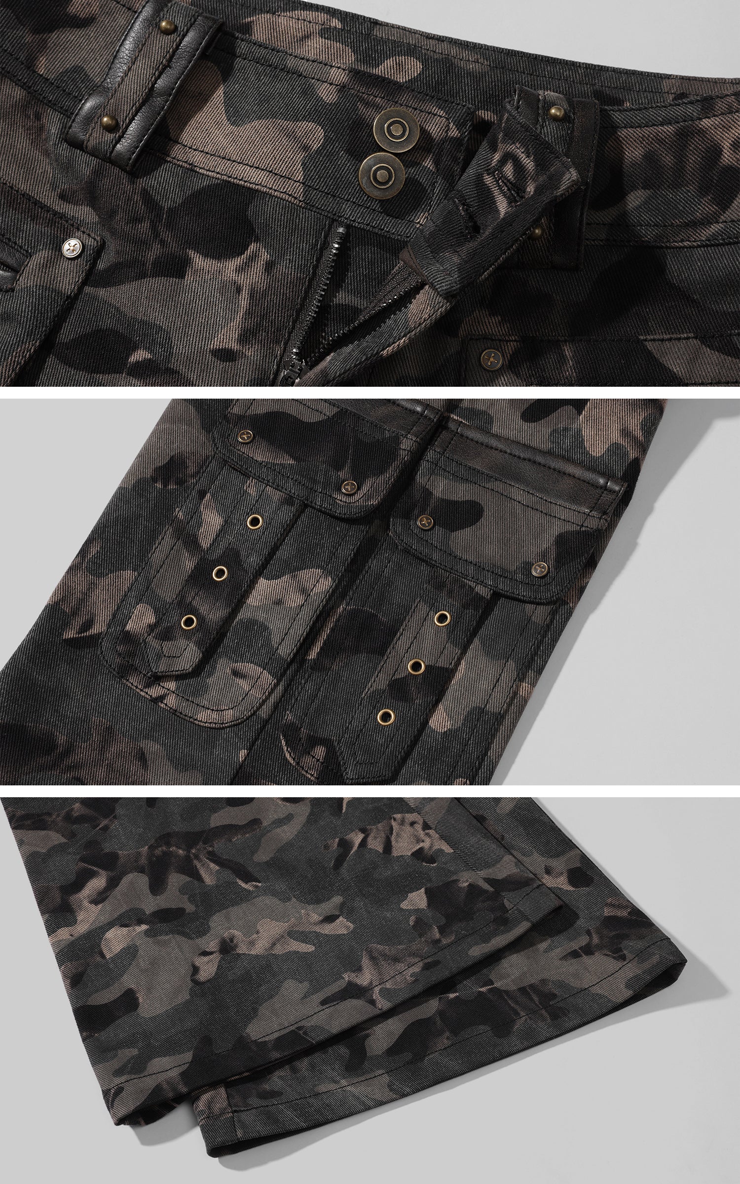 Pantalon cargo évasé camouflage