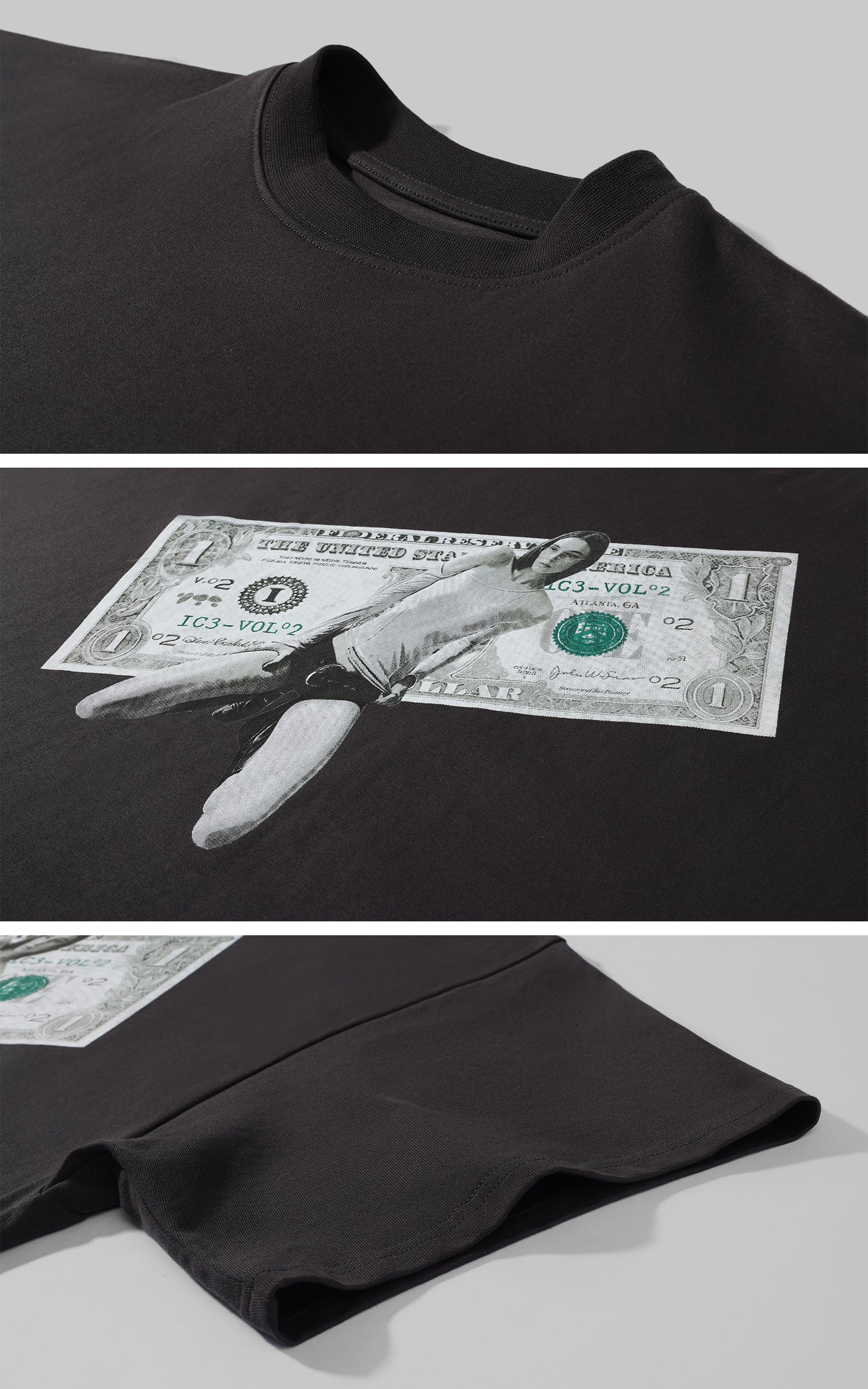 0122stepll Banknote Graphic Oversized T-Shirt
