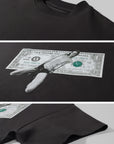0122stepll Banknote Graphic Oversized T-Shirt