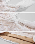 ROVENTE Ruched Lace Mini Dress