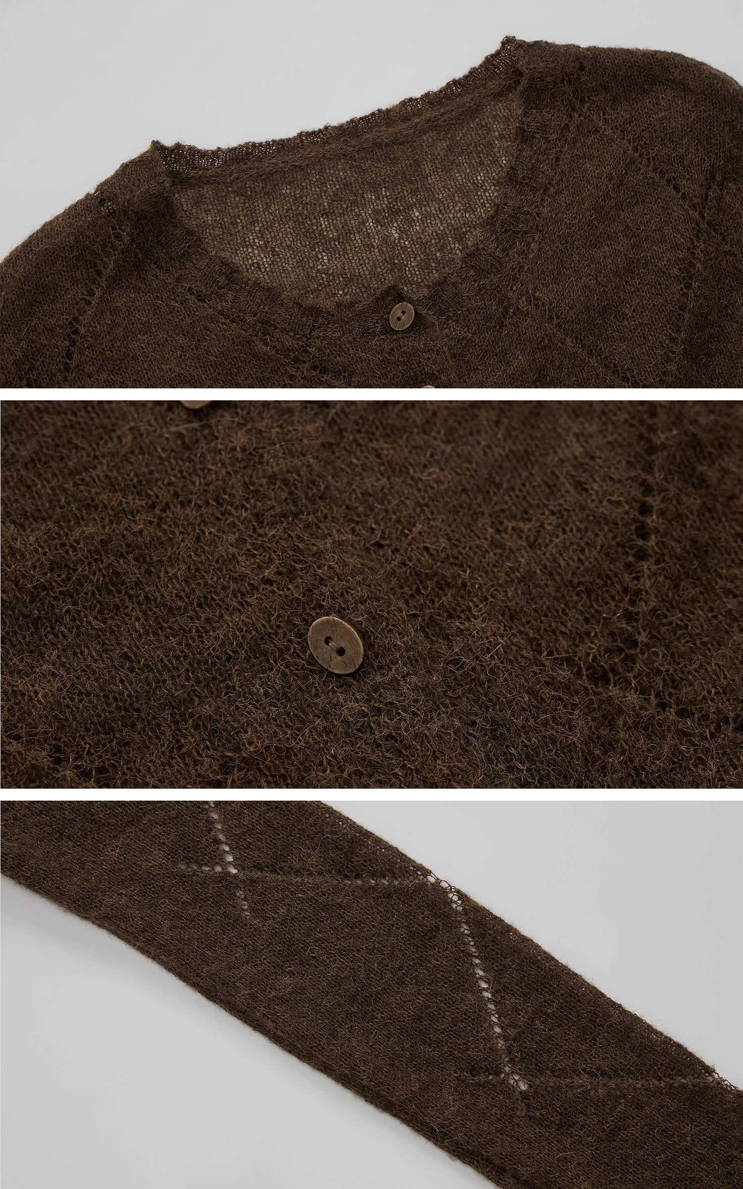 IAMXIAA Sheer Knit Button Up Cardigan