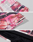 0122stepll Barbie World Newspaper Print Mini Skirt