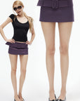 IAMXIAA Low-Rise Belted Micro Mini Skirt in Plum Purple
