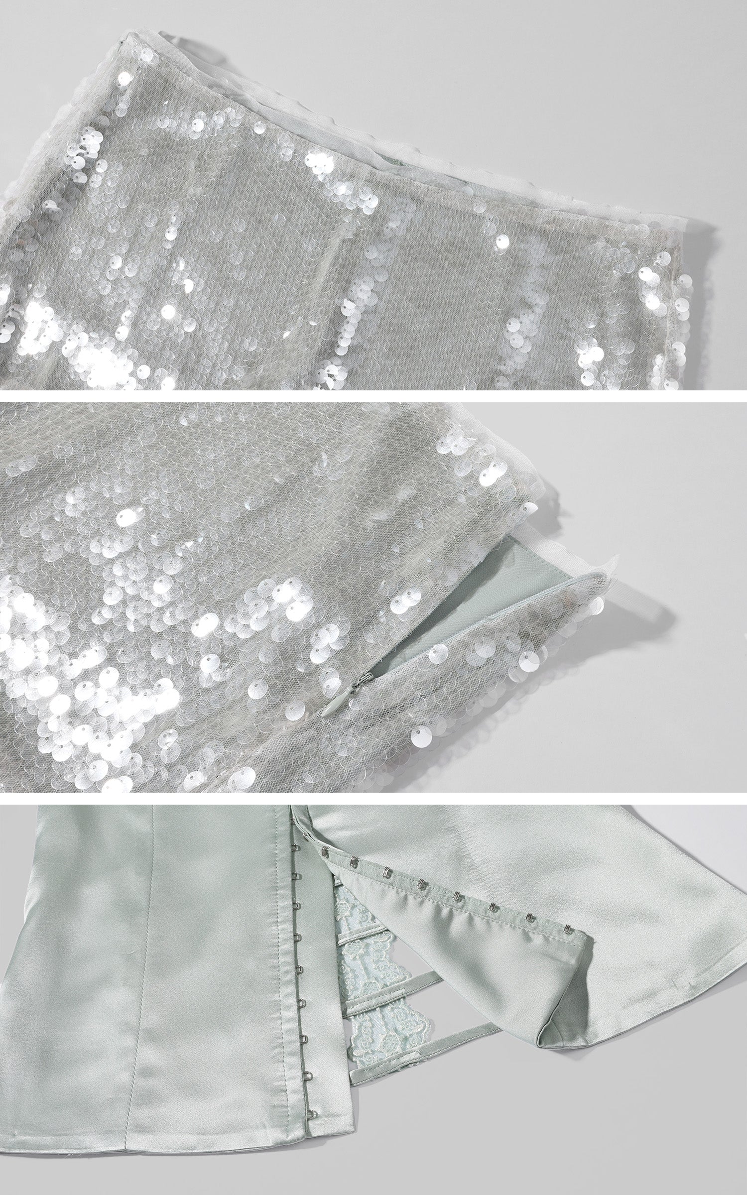 ROVENTE Sheer Sequin Mini Skirt