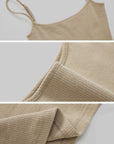 IAMXIAA Ribbed Knit Spaghetti Strap Tank Top