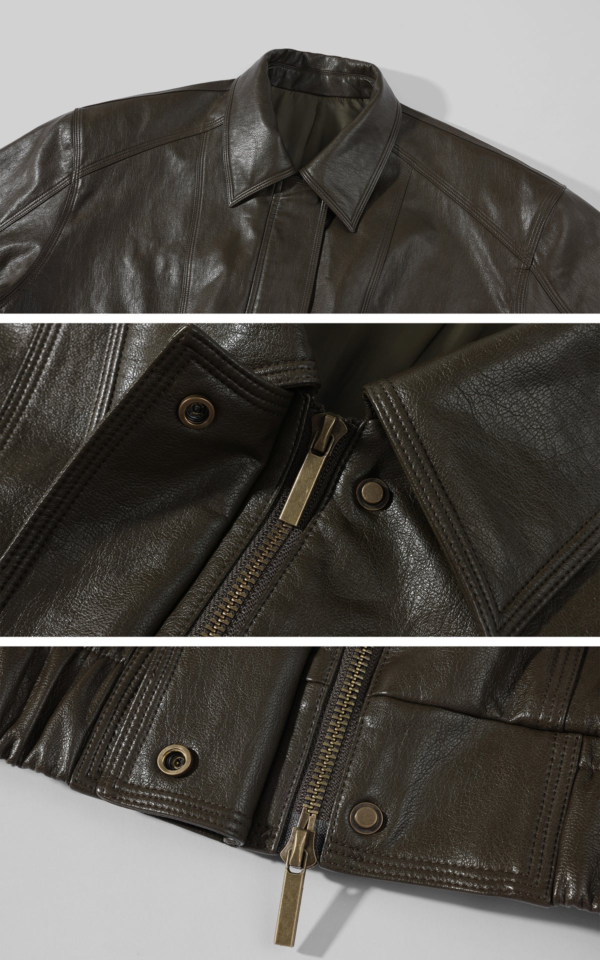 ROVENTE Vintage Brown Oversized Leather Jacket