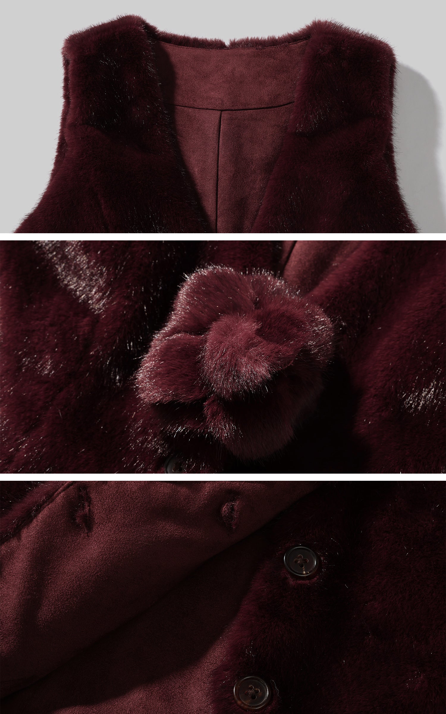 ROVENTE Faux Fur Vest with Detachable Flower