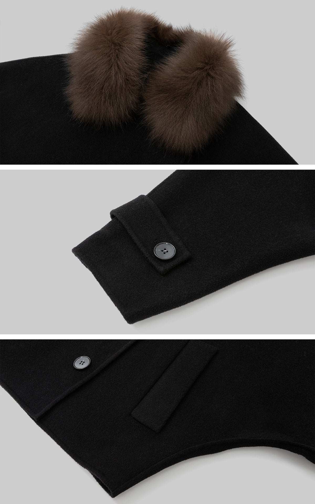 IAMXIAA Fur Collar Oversized Double-Breasted Short Coat